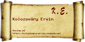 Kolozsváry Ervin névjegykártya